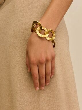 NEW in Box Cult Gaia Dulce Hammered Metal Gold Chain Bracelet MSRP 298